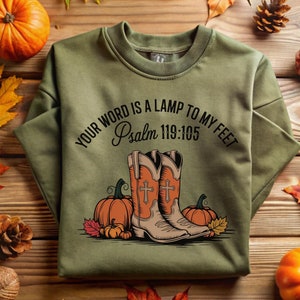 Psalm 119 Western Christian Crewneck, Western Sweatshirt, Western Graphic Tee, Cowgirl Sweatshirt, Christian Shirt, Christian Gift