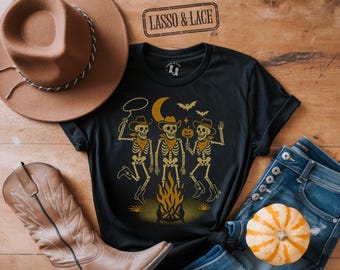 Skeleton Halloween Western Shirt, Halloween Skeleton Shirt, Cowgirl Ghost Shirt, Howdy Boo Shirt, Cowgirl Halloween, Western Halloween
