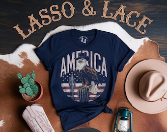 Amerika Western Shirt, 4. Juli Shirt, Western Grafik T-Shirt, Retro T-Shirt, Cowgirl Shirt, 4. Juli T-Shirt, Unabhängigkeitstag Shirt