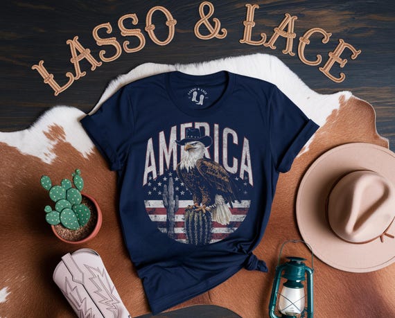 America Western Shirt, 4th of July Shirt, Western Graphic Tee, Retro T-Shirt, Cowgirl Shirt, July 4th Tee, Independence Day Shirt