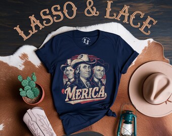 Shirt Amerika Founding Fathers, 4 juli-shirt, western grafisch T-shirt, retro T-shirt, cowgirl-shirt, 4 juli-T-shirt, Independence Day-shirt