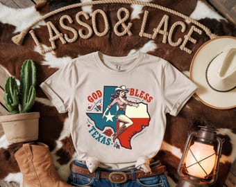Texas Shirt, God Bless Texas, Cowgirl Shirt, Western Shirt, Western Graphic Tee, Country Shirt, Western Tee, Gift for Cowgirl