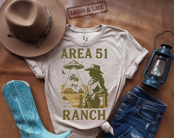 Western UFO T-Shirt, Western Graphic Tee, Cowgirl Shirt, Cowgirl Aesthetic, Gift for Cowgirl, Western Cowgirl, Desert Shirt, Area 51 Shirt