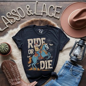 Ride or Die Halloween Western Shirt, Halloween Howdy Shirt, Cowgirl Ghost Shirt, Howdy Boo Shirt, Cowgirl Halloween, Cowboy Ghost Shirts