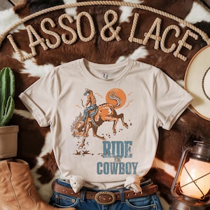 Ride Em cowboy westernshirt, western grafisch T-shirt, cowgirlshirt, T-shirt wilde westen, esthetiek cowgirl, countryshirt, cadeau voor cowgirl