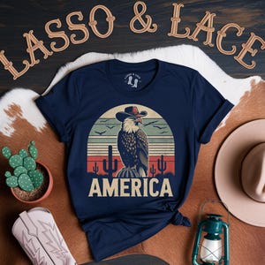 America Western Shirt, 4th of July Shirt, Western Graphic Tee, Retro T-Shirt, Cowgirl Shirt, July 4th Tee, Independence Day Shirt