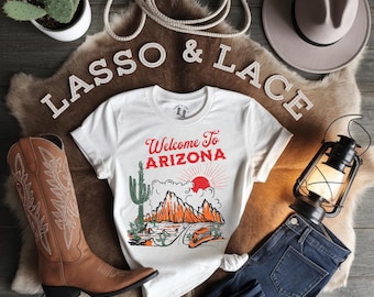 Camiseta retro de Arizona, camiseta del desierto, camiseta de cactus, camiseta con estampado del oeste, camiseta de aventura, camiseta con escena de cactus, camiseta de vaquera, camiseta del salvaje oeste