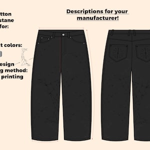 Baggy Streetwear Jeans Mock up Oversize Jeans Vector Template Adobe ...