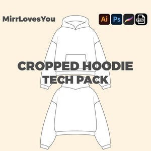 Beschnittener Streetwear Hoodie Mockup Vektor Vorlage Adobe Illustrator PNG SVG Procreate Flaches Hoodie Mockup