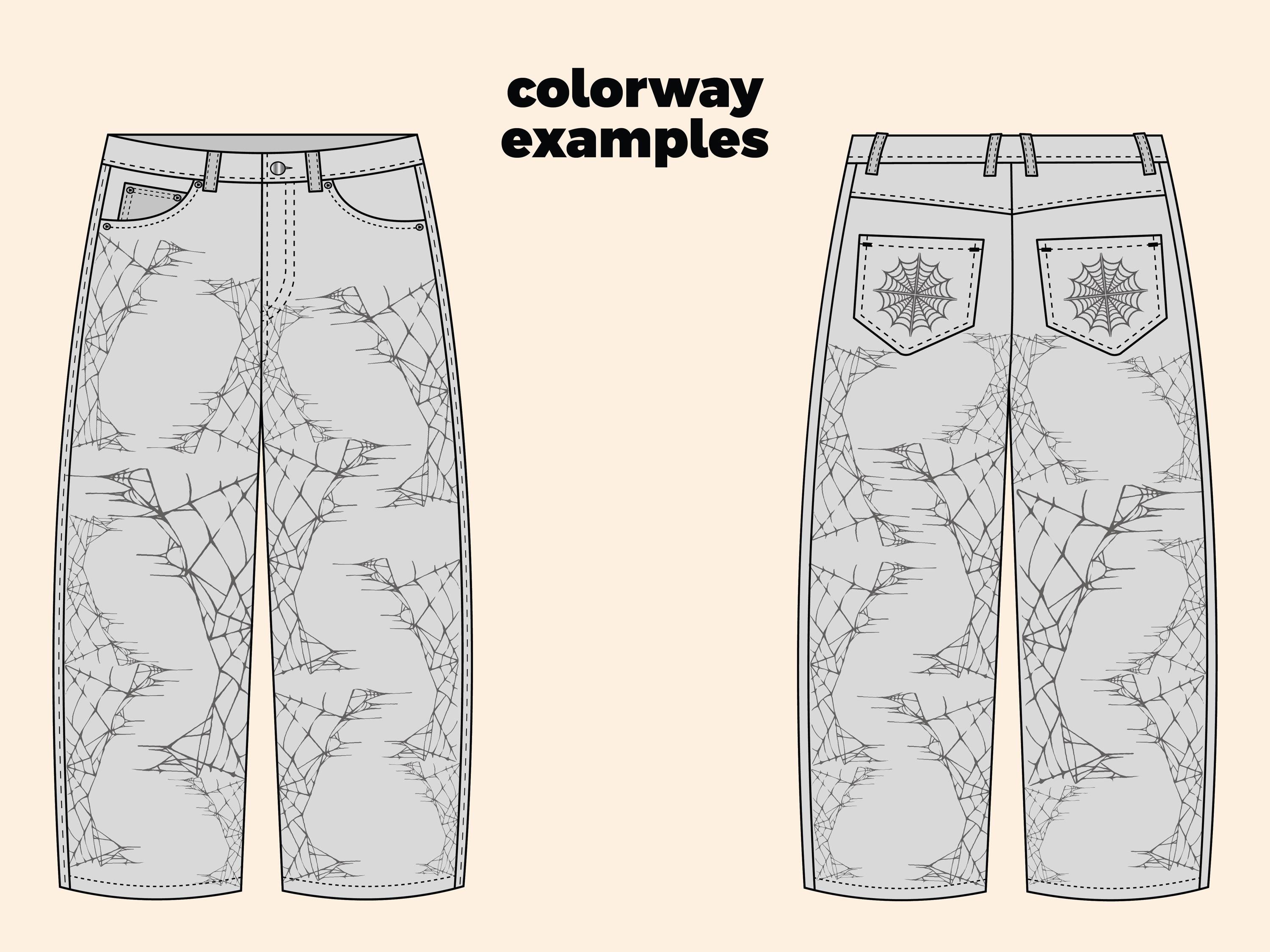 Baggy Streetwear Jeans Mock up Oversize Jeans Vector Template Adobe ...