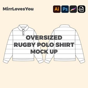 Puede incluir: Dibujo de línea de una maqueta de polo de rugby de gran tamaño. La camisa tiene un patrón a rayas y un cuello abotonado.