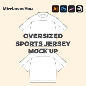 Modello di maglia sportiva oversize da calcio, calcio, hockey, modello vettoriale, maglietta, Adobe Illustrator, PNG, SVG, Procreate Tech Pack, modello di maglia