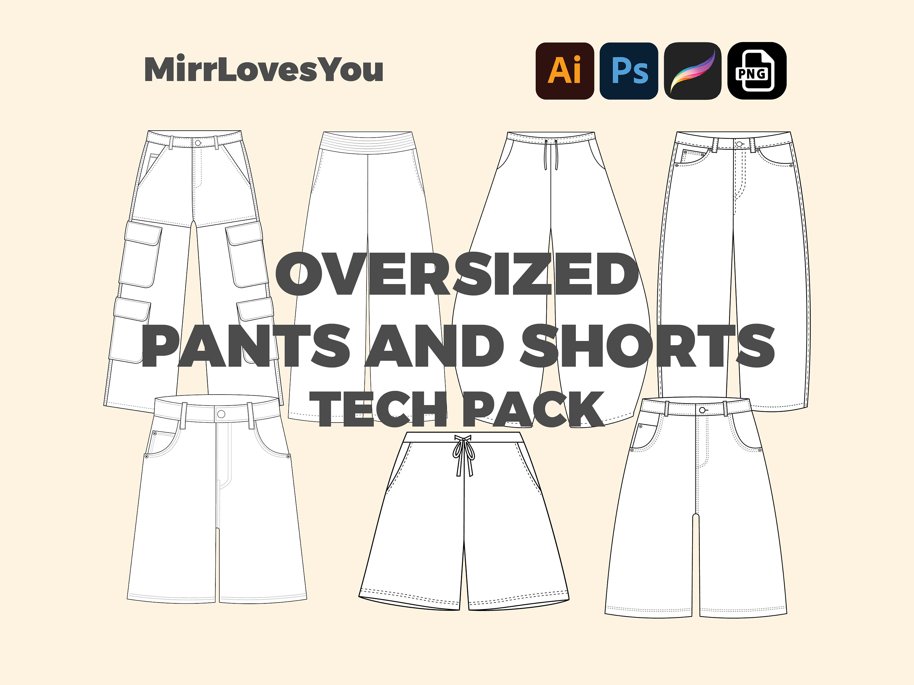 Baggy Streetwear Pants and Shorts Bundle Oversized Fit