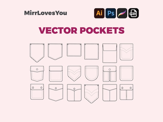 Vector Pockets Streetwear Clothing Accessories Vector Techpack Clothing Brand Fashion Design Tool Adobe Illustrator Procreate Mockups