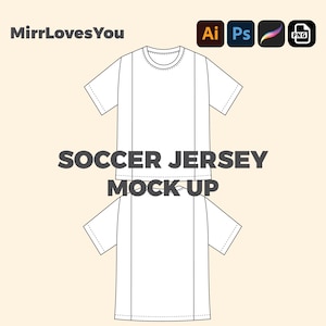 Streetwear soccer Jersey Mock up football soccer Vector Template T-shirt Adobe Illustrator PNG SVG Procreate Tech pack sports jersey Mockup