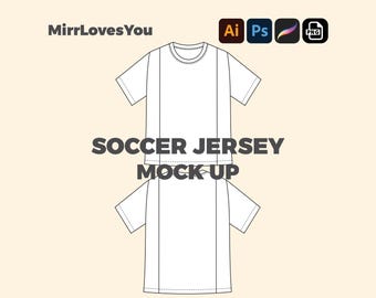 Streetwear soccer Jersey Mock up football soccer Vector Template T-shirt Adobe Illustrator PNG SVG Procreate Tech pack sports jersey Mockup