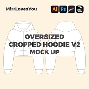 Oversized Streetwear Hoodie Mockup Vektor Vorlage Flache Skizze Adobe Illustrator PNG SVG Procreate Tech Pack Oversize Hoodie Mockup