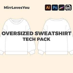 Peut inclure: Un pack technique pour un design de sweat-shirt surdimensionné. Le design montre un sweat-shirt blanc à col rond et manches longues.