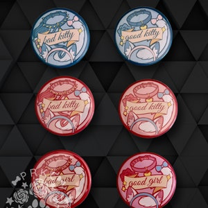 Anstecker Good Kitty Bad Kitty Pet Play Kätzchen Cute Pastel Coquette Catgirl Dezent Furry Pride