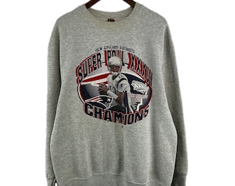 Vintage 2002 New England Patriots Tom Brady Super Bowl Champion Sweat-shirt Taille L Gris