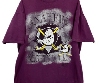 -shirt vintage Mighty Ducks d'Anaheim 1994 | Point simple XL | Impression craquelée