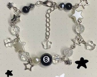 Silver Y2k Star Bracelet- Adjustable Custom Y2K Bracelet- Y2k Egirl Silver Bracelet, Adjustable Couples Bracelet, Gothic Y2k jewelry for her