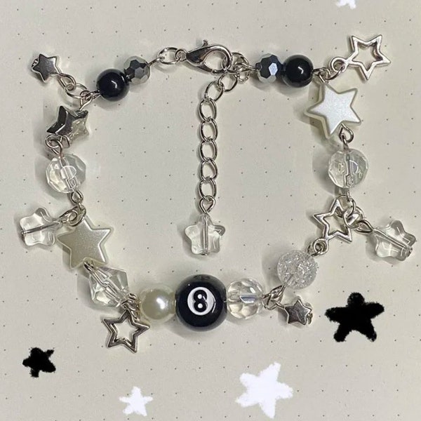 Silver Y2k Star Bracelet- Adjustable Custom Y2K Bracelet- Y2k Egirl Silver Bracelet, Adjustable Couples Bracelet, Gothic Y2k jewelry for her