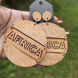 Afrika Map Laser Holz Ohrringe