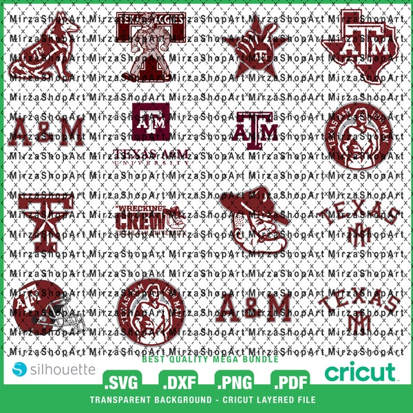 Best Bundle 47 - Texas-A_M-Aggies-Logo  SVG, Best Layered File, Game Day, Football Team, Football Mom, Ready For Cricut, Instant Download