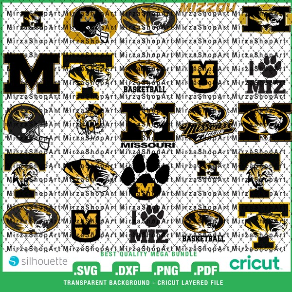 Bestes Bundle 30 - Missouri-Tigers-Logo SVG, Beste Ebenendatei, Spieltag, Fußballmannschaft, Fußball Mutter, bereit für Cricut, Sofort Download