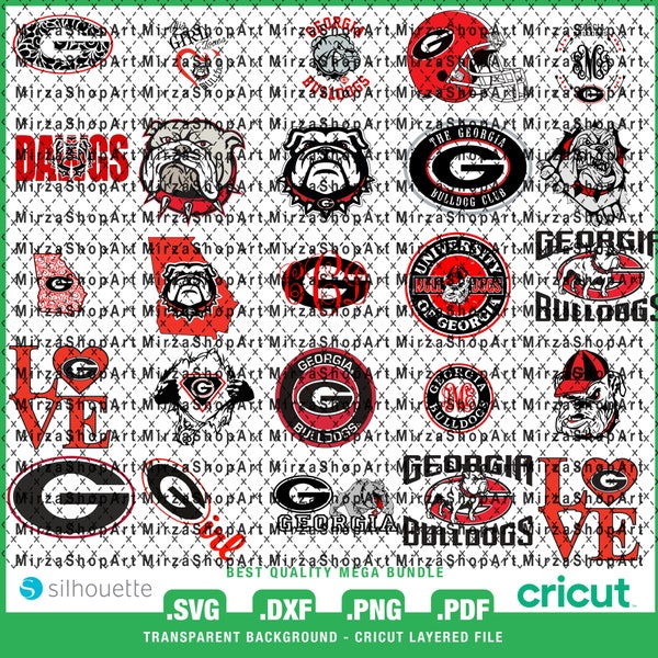 Best Bundle 19 - Georgia-Bulldogs-Logo  SVG, Best Layered File, Game Day, Football Team, Football Mom, Ready For Cricut, Instant Download