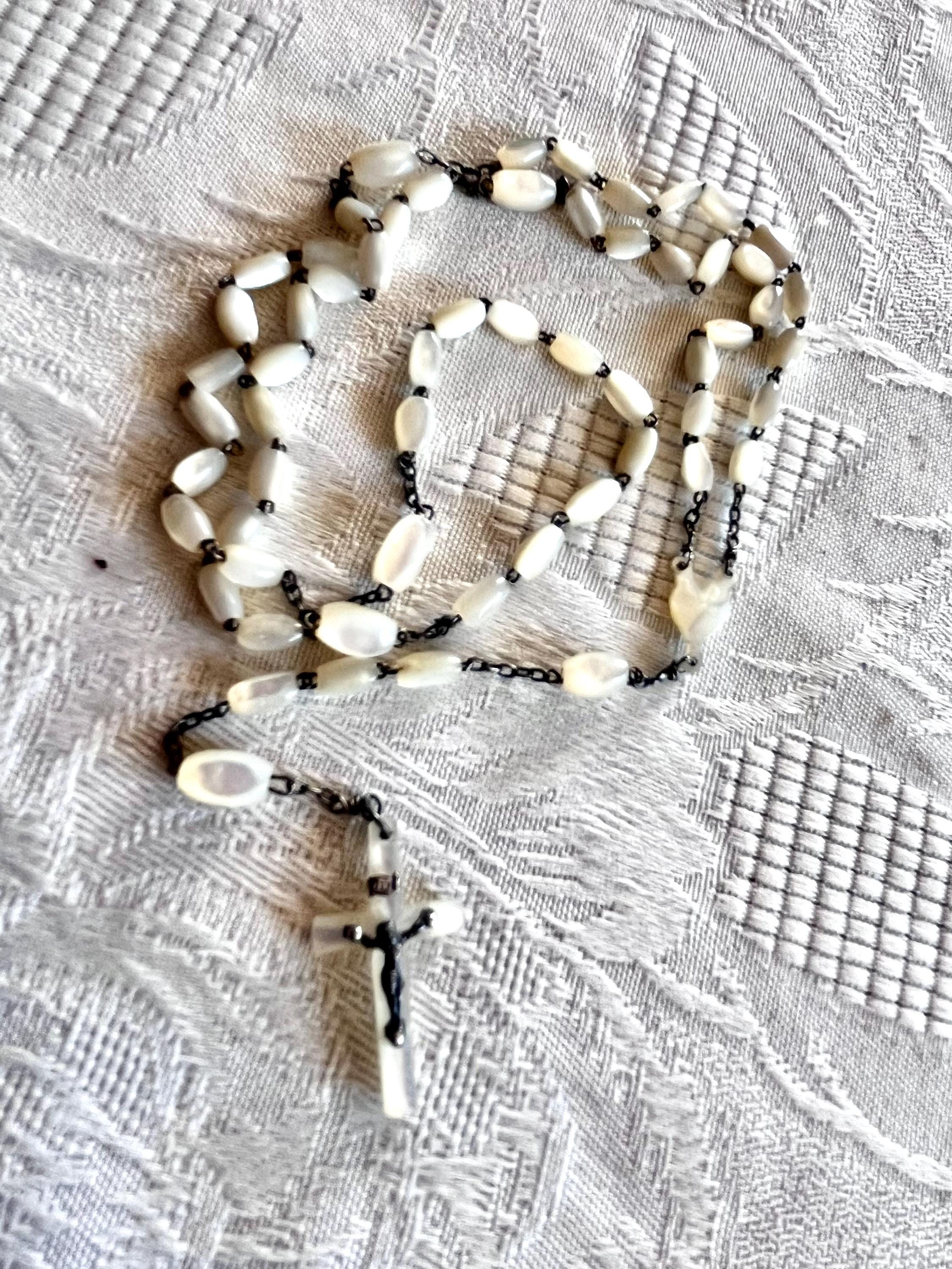 ANCIEN CHAPELET ARGENT AVEC BOITE ECRIN COFFRET EN FILIGRANE D'ARGENT