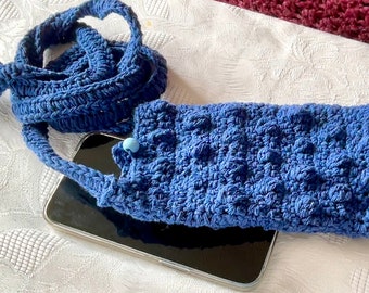 Handmade Phone pounch with Crossbody Strap - Crocheted Cell Phone Bag
