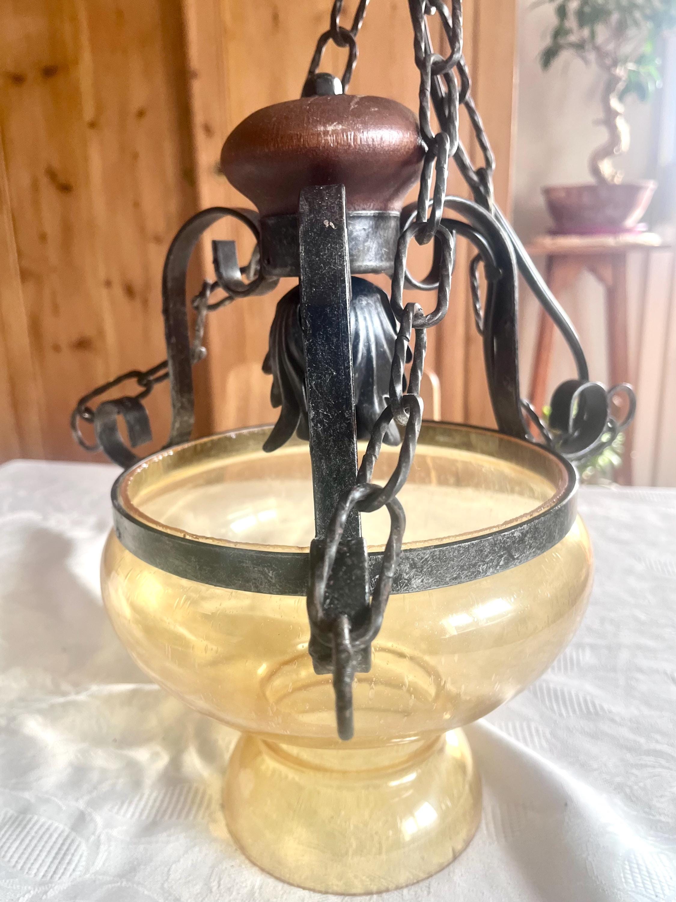 Plafoniera in ferro battuto rustica da 27 cm