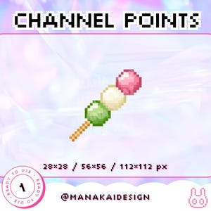 Punkty kanału Dango Twitch | Kawaii Japanese Treat Emote | Sweetcore | Mochi | Green Pink White | Japan Tokyo Pixel Art | Nagroda kanału