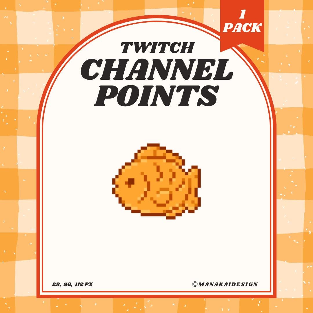 Taiyaki Fish Cake Twitch Channel Point | Kawaii Japanese Dessert Pixel  Emote | Cute Festival Sweet Channel Point Icons for Twitch Streamers - Etsy  New Zealand