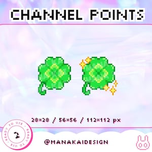 Lucky Clover Twitch Channel Points | Kawaii Green Emotes | Pixel Four Leaf Clover Gold Sparkles | Cute Plant Flower | Lucky Shamrock Overlay