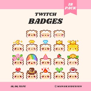 羊のTwitchバッジ | ピクセル動物の頭のサブ/ビットバッジ