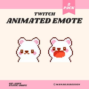 Animated Adorable Polar Bear Pop Emote, Kawaii Pixel Mouth Open Closed Meme Emote