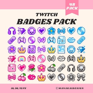 Insignias de Twitch Y2K, activos de transmisión de insignias de suscripción de juegos Pixel Retro