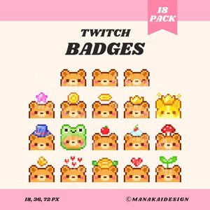 Insignias de suscripción de Twitch de Brown Bear / Insignias de Animal Pixel Bit