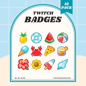 Summer Twitch Sub Badges | Pixel Seaside Bit Badges