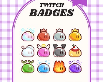 Kawaii Monster Slime Twitch Sub Badges | Retro Game Bit Badge