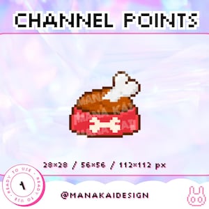 Dog Treat Bowl Twitch Channel Point | Kawaii Pet Meal Pixel Art with Bone | Dog Food, Snack, Puppy Red Dish Emote for Twitch Streamers