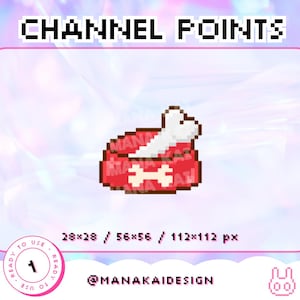 Dog Treat Bowl with Bone Twitch Channel Point | Kawaii Pet Reward Pixel Emote | Red Puppy Food Dish Icon for Twitch Streamers | Ready to Use