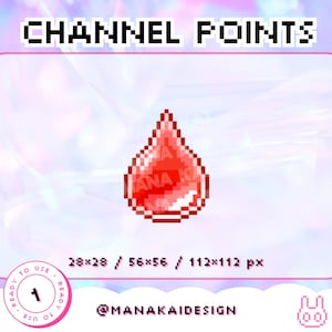 Blood Drop Twitch Channel Points | Kawaii Vampire Emote | Red | Cute Goth Theme | Drip Pixel Art | Channel Reward | Romantic Goth Aesthetic