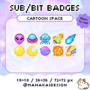 Cartoon Galaxy Star Twitch Bit Badges | Celestial Lunar Sub Badges | Galactic Dreamweaver | Celestial Cosmic | Fantasy SF Space Planet
