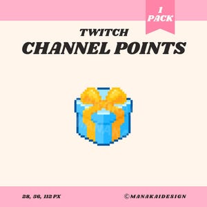 Blaue Geschenkbox Twitch Channel Point, Pixel Geschenkbox Emote