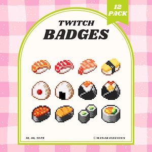 寿司Twitchサブバッジ | 和食ピクセルビットバッジ
