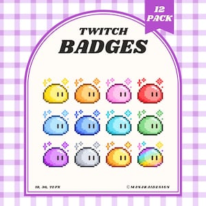 Sparkle Slime Twitch Abzeichen | Pastell Pixel Game Monster Sub/Bit Badges
